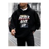 Unisex Never Give Up Yazılı Sweatshirt