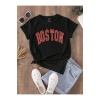 Unisex Kırmızı Boston Yazılı Tshirt