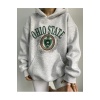 Unisex Gri Oversize Kapüşonlu Kanguru Cepli Ohio State Baskılı Sweatshirt Hoodie