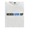 Erkek Beyaz Sax Mavi Oversize Never Give Up Baskılı Bisiklet Yaka Kısa Kollu T-shirt Şort Takımı