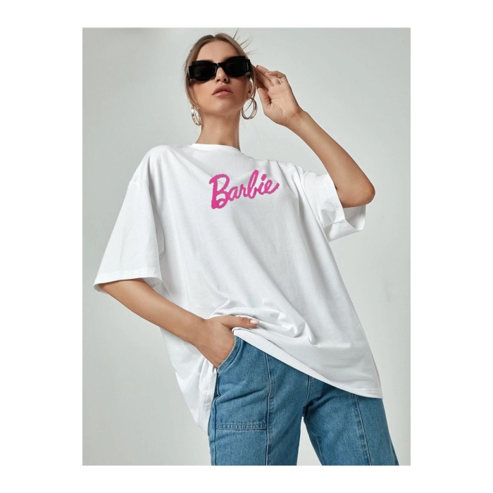 Yazılı Oversize Kadın T-shirt