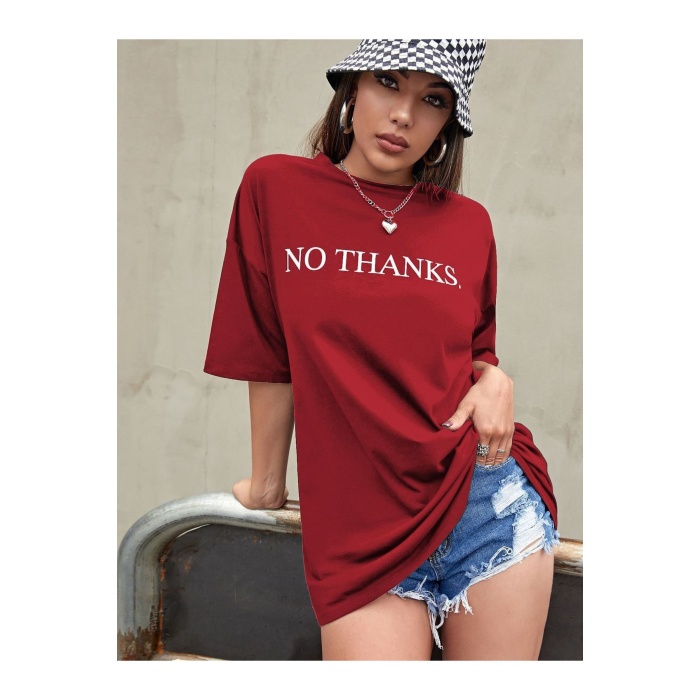 Unisex No Thanks Yazılı Tshirt