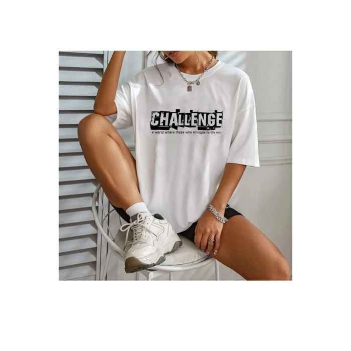 Unisex Challenge Rahat Kesim Oversize T-shirt