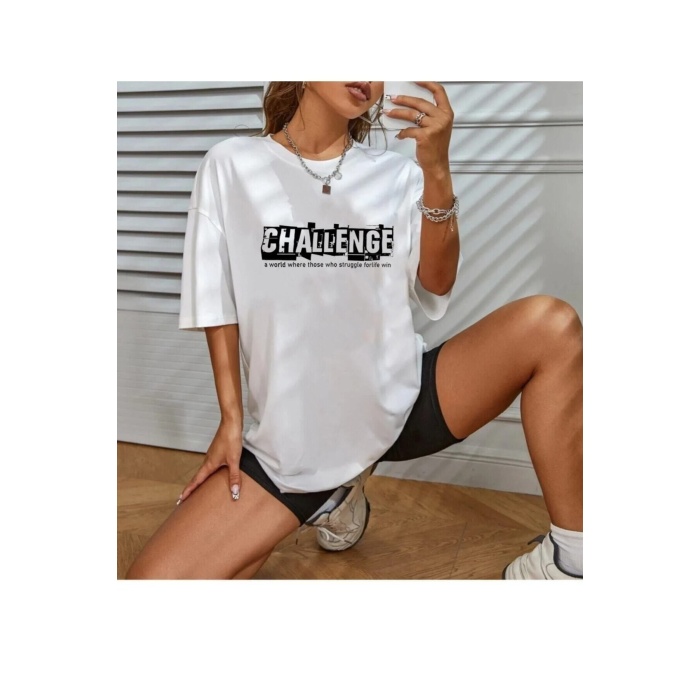 Unisex Challenge Rahat Kesim Oversize T-shirt