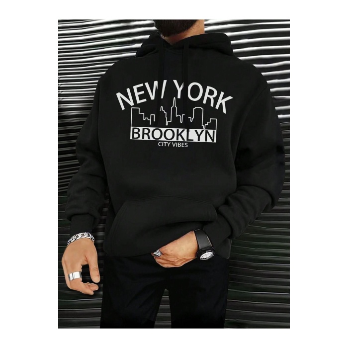 Unisex Brooklyn City Vibes Yazılı Sweatshirt