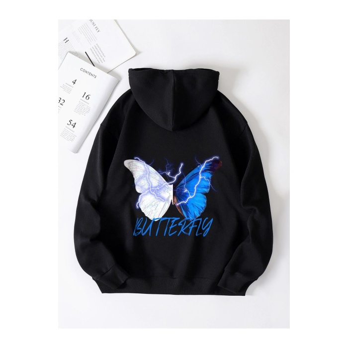 Unisex Şimşekli Butterfly Sweatshirt