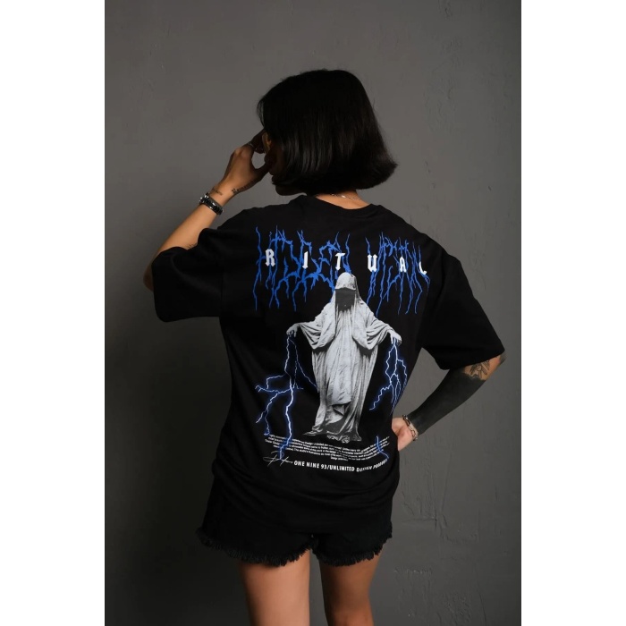 Ritual Baskılı Oversize Pamuk Tshirt