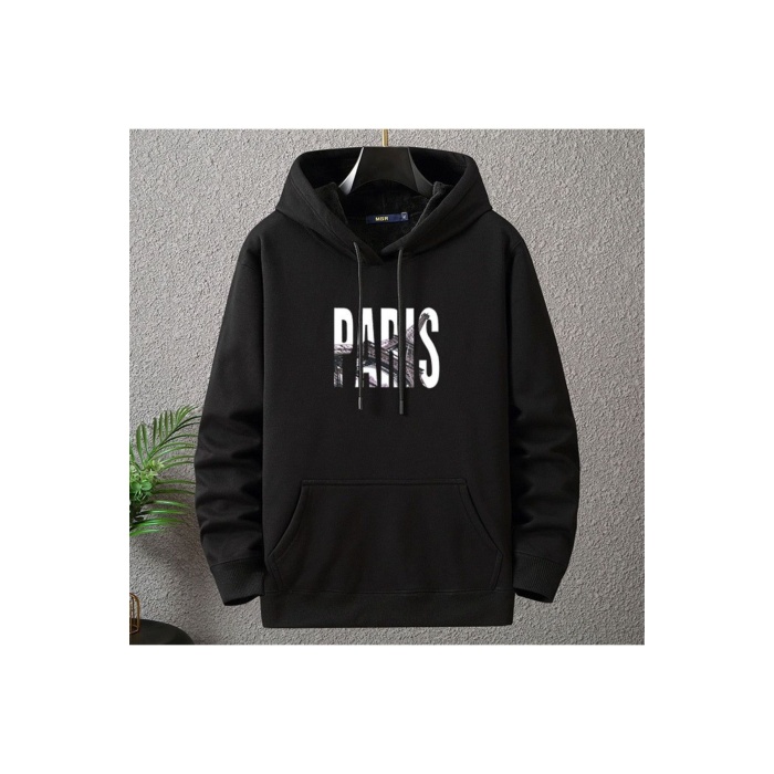 Unisex Paris Yazılı Eyfel Kulesi Baskılı Sweatshirt