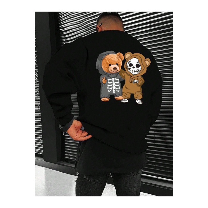 Unisex Two Friends Bear Baskılı Sweatshirt