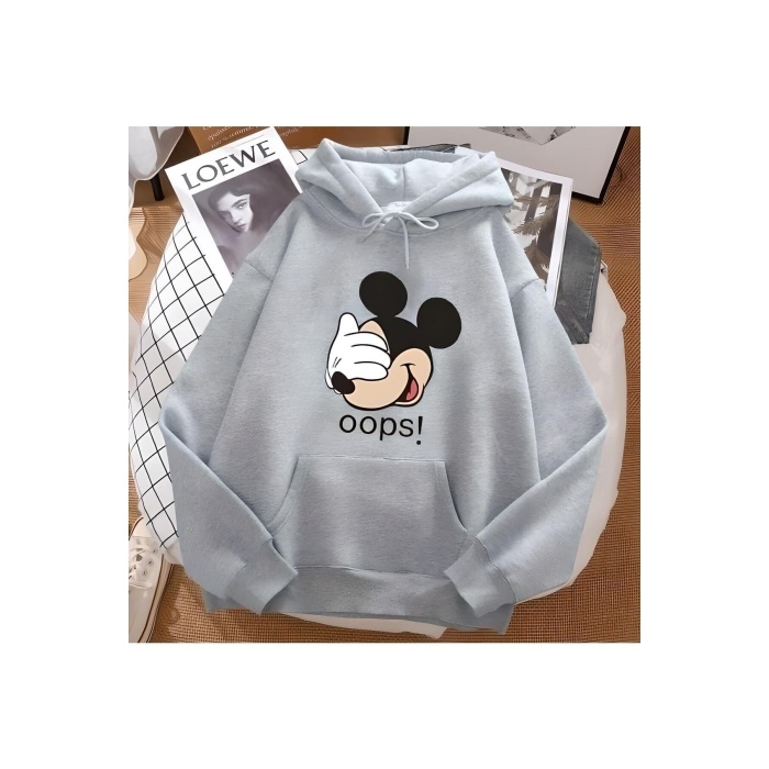 Bohem Giyim Unisex Mickey Gri Hoodie Sweat