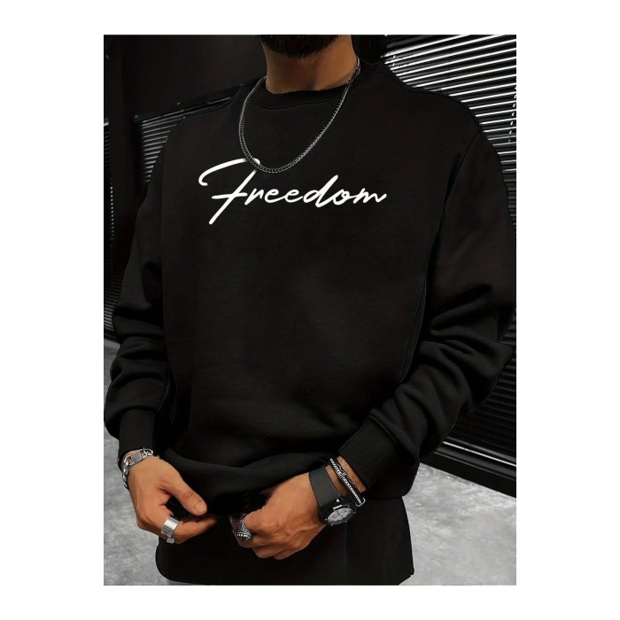 Unisex Bisiklet Yaka Freedom Yazılı Sweatshirt