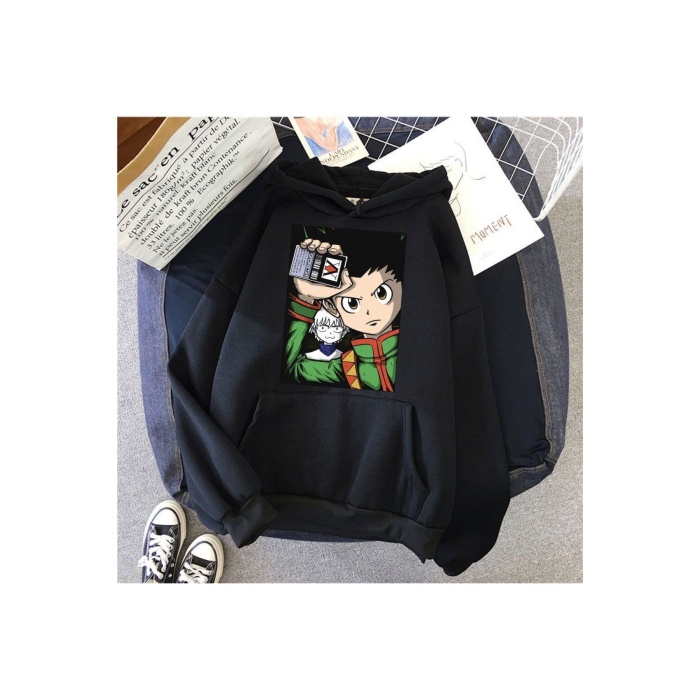 Unisex Killua And Hoodie Yazılı Sweatshirt