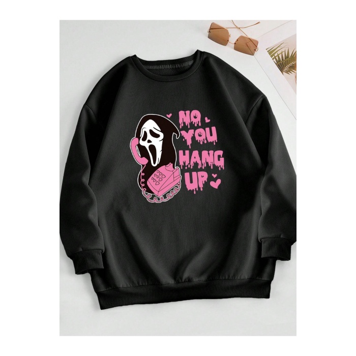 Unisex No You Hang Up Yazılı Sweatshirt