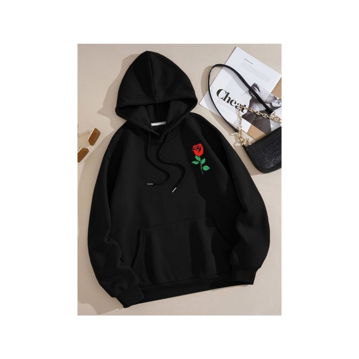 Unisex Florwers Baskılı Sweatshirt