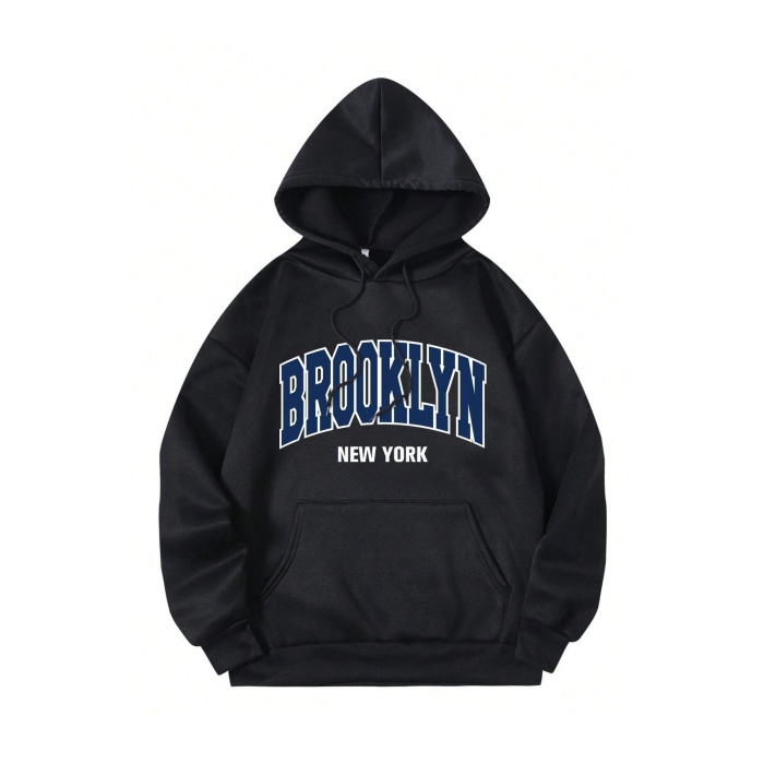 Unisex Lacivert Brooklyn Yazılı Sweatshirt