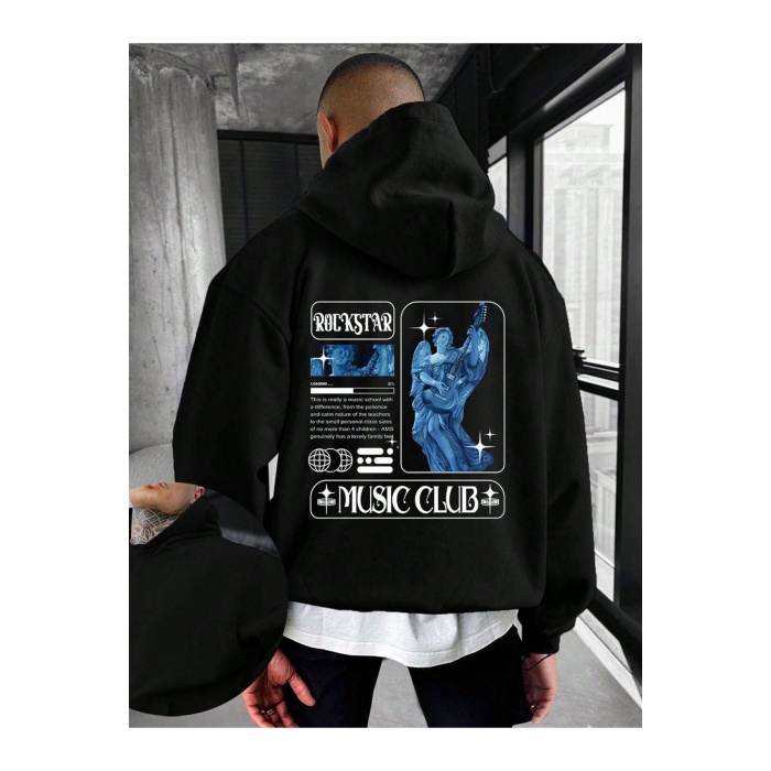 Unisex Music Club Yazılı Sweatshirt