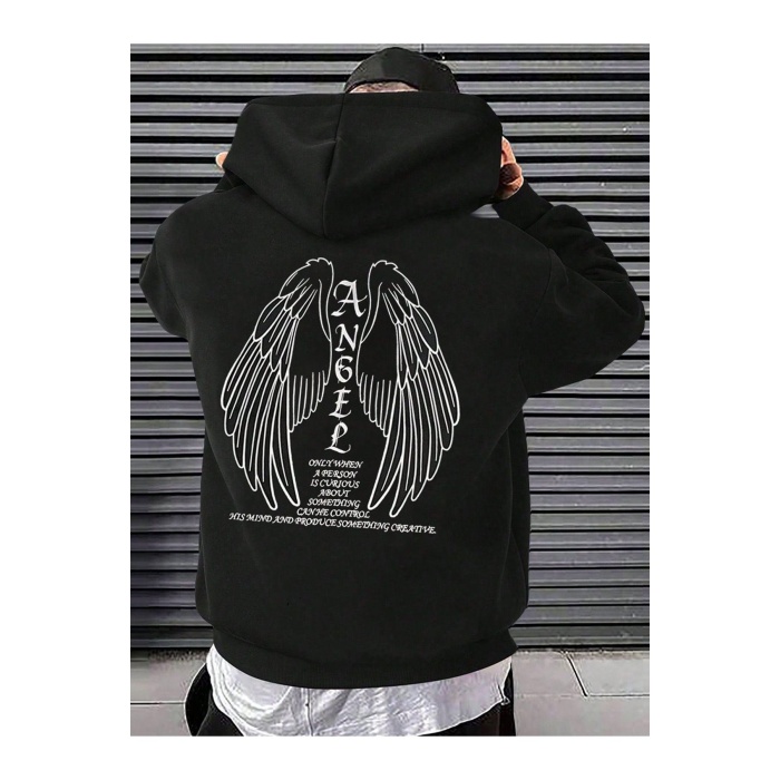 Unisex Angel Yazılı Melek Kanadı Baskılı Sweatshirt