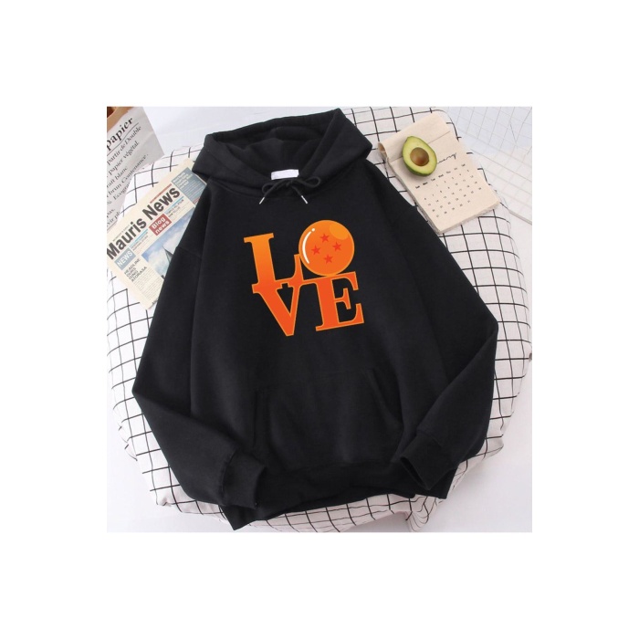 Unisex Turuncu Love Yazılı Sweatshirt