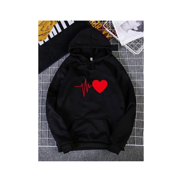 Unisex Kalp Baskılı Sweatshirt