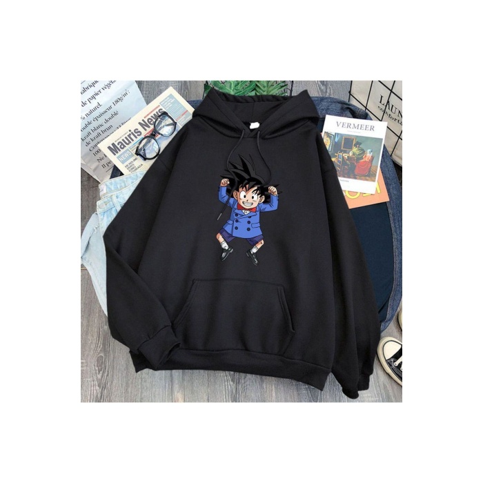 Unısex Zıplayan Anime Baskılı Sweatshirt