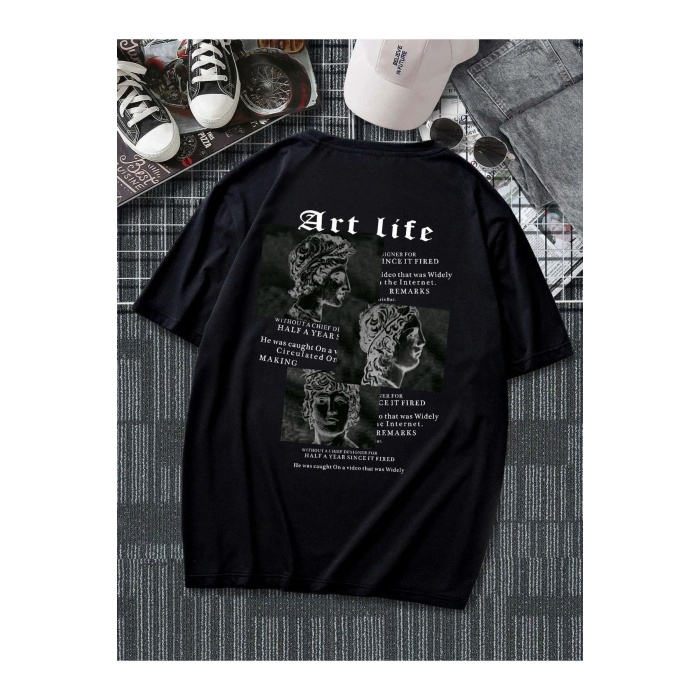 Unisex Art Life Yazılı Tshirt