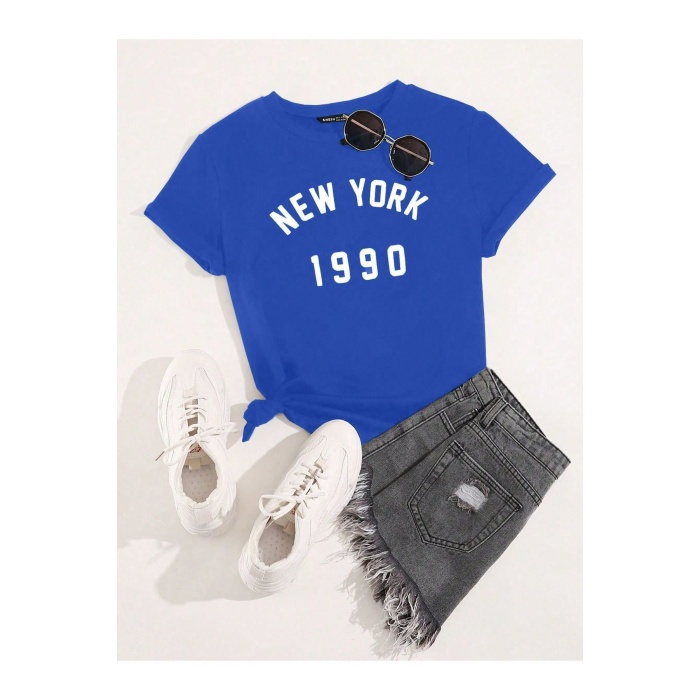 Unisex New York 1990 Yazılı Tshirt