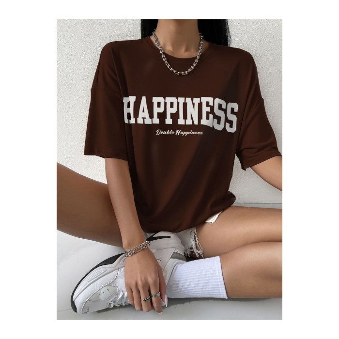 Unisex Happiness Yazılı Tshirt