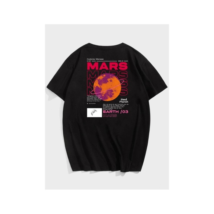 Unisex Mars Yazılı Tshirt