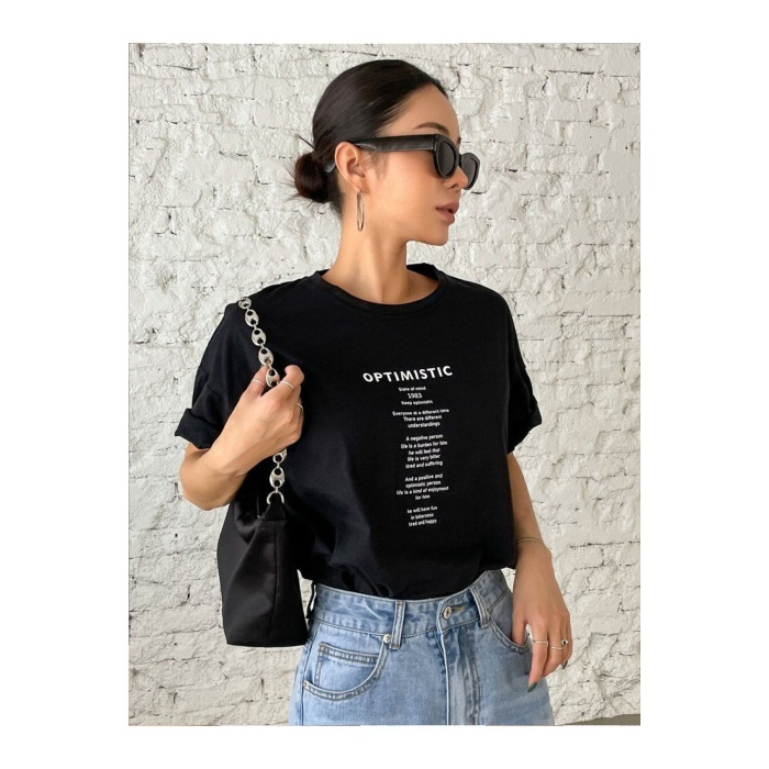 Unisex Optimistic Yazılı Tshirt