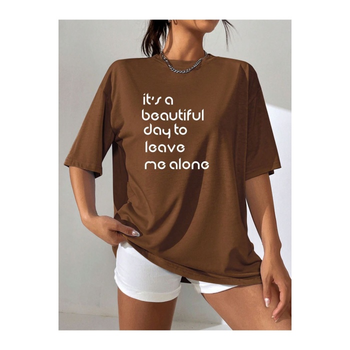 Unisex Me Alone Yazılı Tshirt