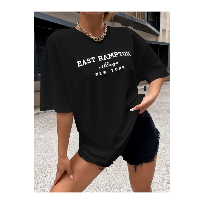 Unisex East Hampton Yazılı Tshirt