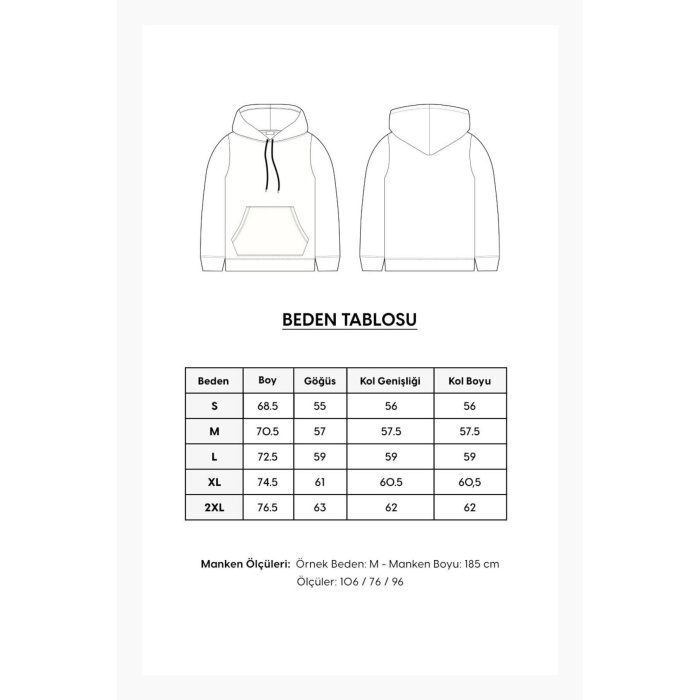 Trend Clothıng Baskılı Unisex Kanguru Cepli Kapüşonlu Sweatshirt Hoodie Sweat