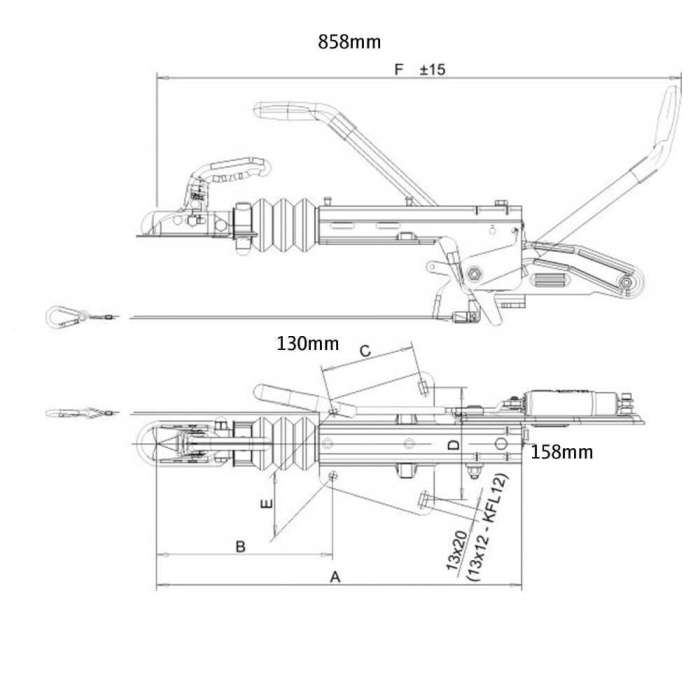 KNOTT 750-1300 kg V Modeli Frenli Kaplin (Çeki Oku)