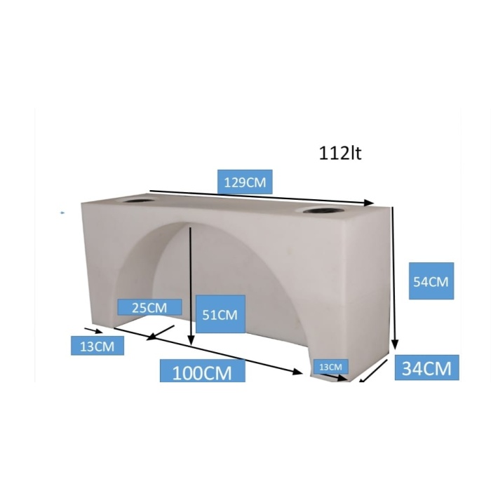 KARAVAN SU DEPOSU 112 Lt Temiz Su  Beyaz Tam Teker Üstü