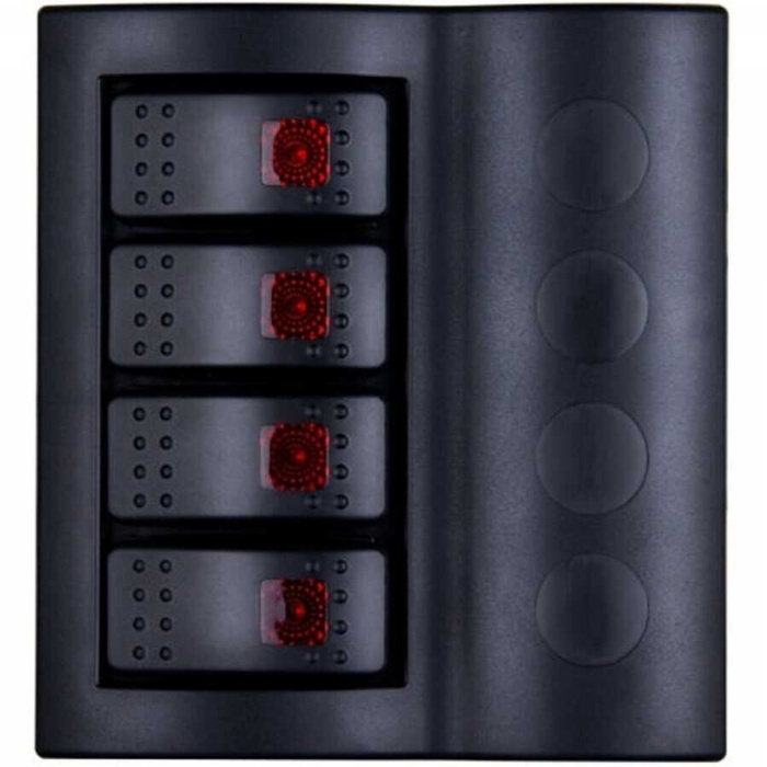 4 lü BFY Otomatik Sigortalı Ve Işıklı Switch Panel Siyah Butonlu