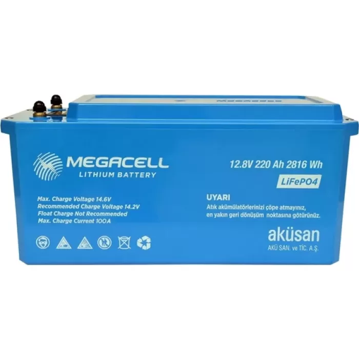 Megacell 12.8v 220ah Bluetooth Lifepo4 Lityum Demir Fosfat Akü Abs Kasa