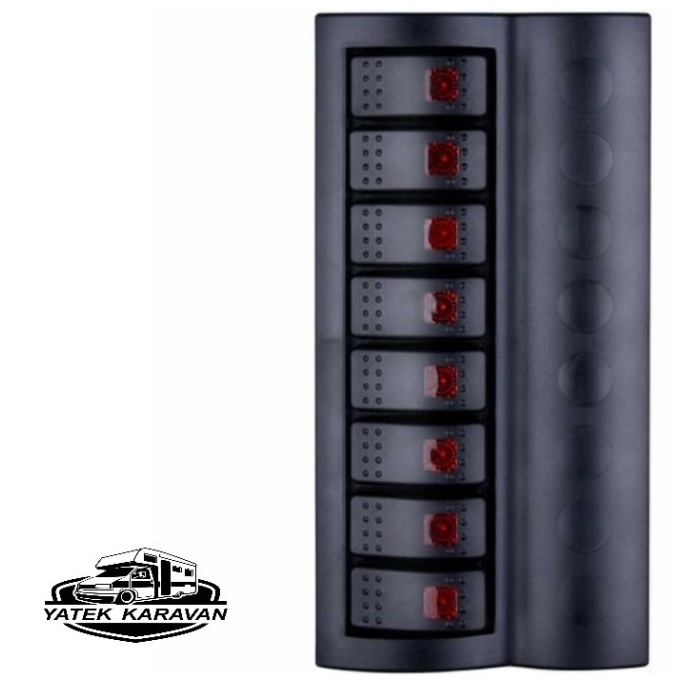 BFY Otomatik Sigortalı Ve Işıklı Switch Panel 8 li Siyah Butonlu