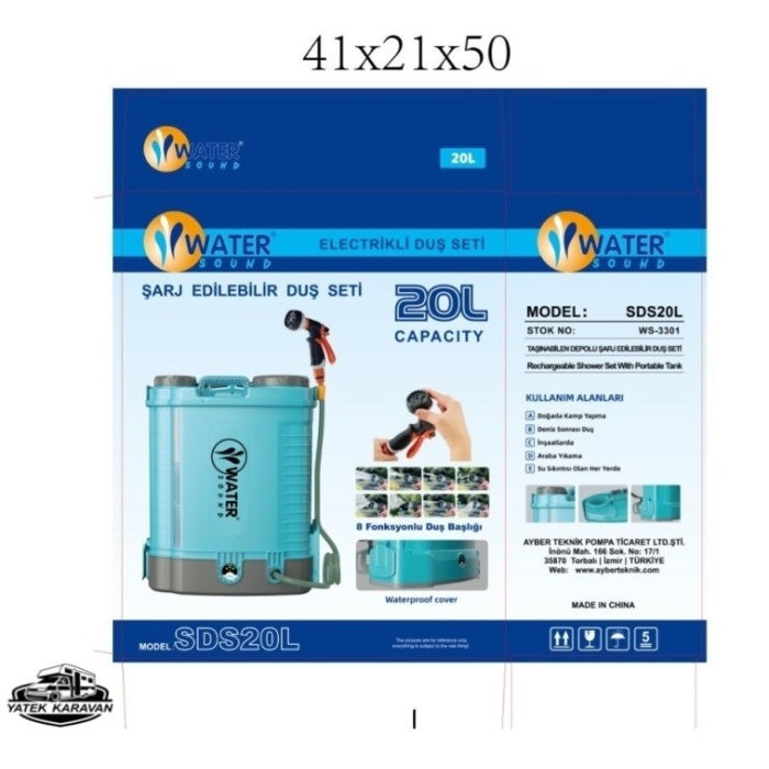 20 LT KAPASİTELİ ŞARJ EDİLEBİLİR DIŞ DUŞ SETİ 12 VOLT