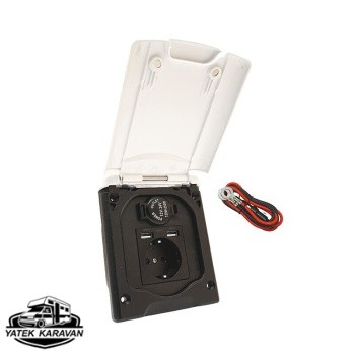 Babarvy Kapaklı Karavan 220V, USB, Çakmaklık Çıkışı Priz