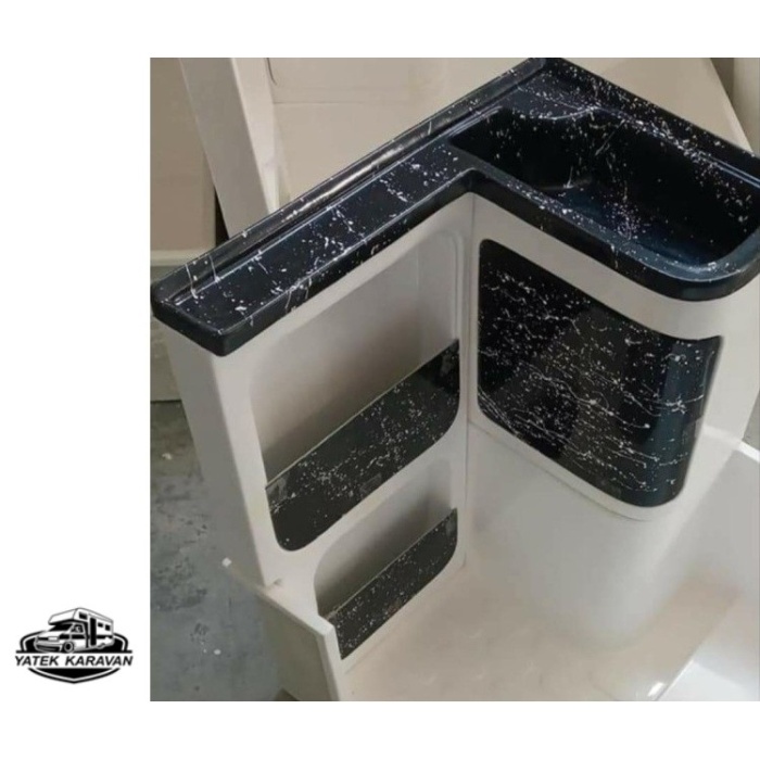 Banyo Duş Teknesi Dolap Lavabo Dahil Siyah 75 x 110