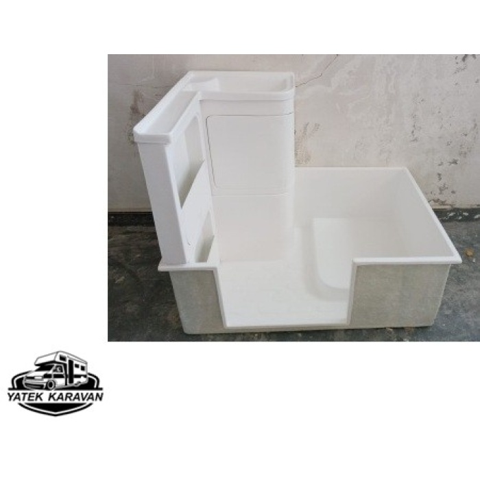 Banyo Duş Teknesi Dolap Lavabo Dahil Beyaz 75 x 110