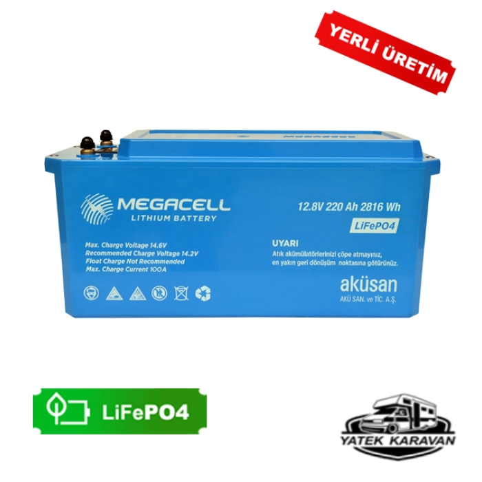 Megacell 12.8v 220ah Bluetooth Lifepo4 Lityum Demir Fosfat Akü Abs Kasa