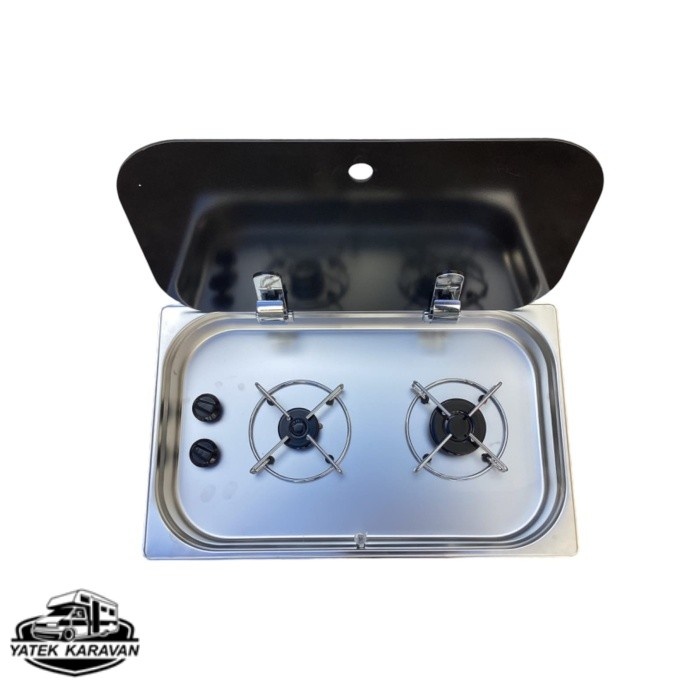 Karavan 2 Gözlü Cam Kapaklı Ocak 53 X 32.5 X 10 Cm UNİVERCAL