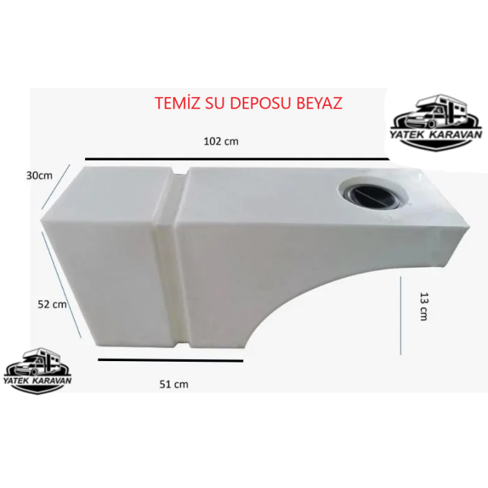 KARAVAN SU DEPOSU 100 Lt Teker Üstü Temiz Su  Beyaz