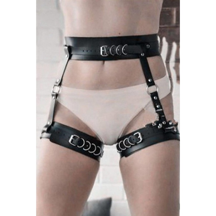 Bel Ve Bacaklarda Kalın Deri İle Yapılmış Harness 700847