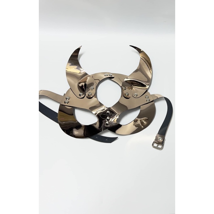 Siyah Harness Fantezi Aksesuar Suni Deri Gold Maske 800483