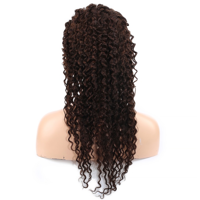 Afro Dalga Front Lace Gerçek Tül Peruk - Koyu Kahve - 60-65cm