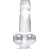 Kristal Pürüzsüz Yüzeyli Şeffaf Silikon Vantuzlu Testisli 15cm Dildo