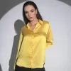Kadın Uzun Kollu Düğmeli Buluz Gömlek - Sarı