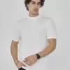 Unisex Bisiklet Yaka Slim fit T-Shirt - Beyaz